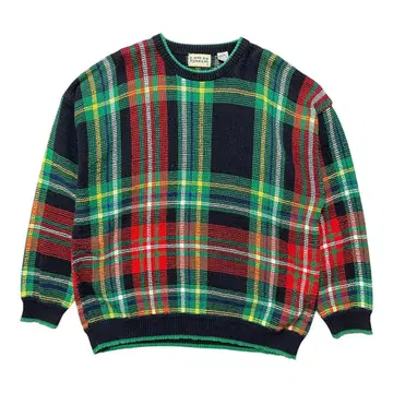 구제 의류 코튼 트레이더스 코튼 크루넥 타탄 체크 패턴 스웨터