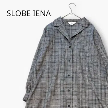 SLOBE IENA 셔츠 원피스 롱 그레이 체크 무늬 프리