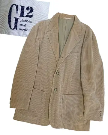[ G12 ] 베이지 코듀로이 울 싱글 자켓 L 사이즈 j40