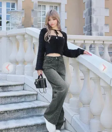 미사용 새상품 rady 큐빅 와이드 데님 23인치 그레이 택 포함