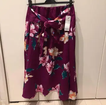 4L 꽃무늬 롱 스커트 마젠타