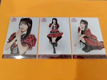 사토 키세 AKB48 20주년 기념 빨간 체크 의상 브로마이드 3종 컴프