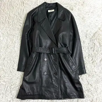 FB STUDIO 양가죽 트렌치코트 벨트 포함 더블 체스터 코트