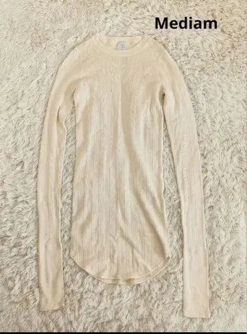 Mediam 미디엄 리브 니트 아이보리 프리 사이즈