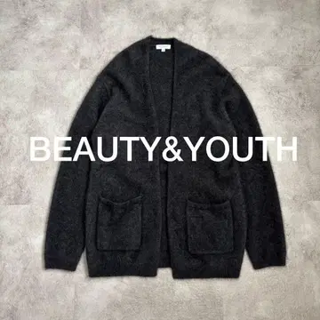 미사용 XL 뷰티앤유스 남성용 울 다크 그레이 가디건
