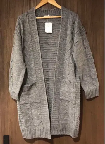 [ 새상품 ] index 케이블 짜임 롱 니트 가디건 (그레이)