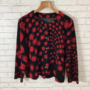 12.4 t797 자켓 F 노카라 올 패턴 꽃무늬 얇은 소재 빈티지