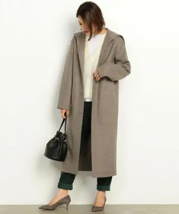 BEAUTY&YOUTH 스무스 후드 롱 가운 코트 멜톤 저지