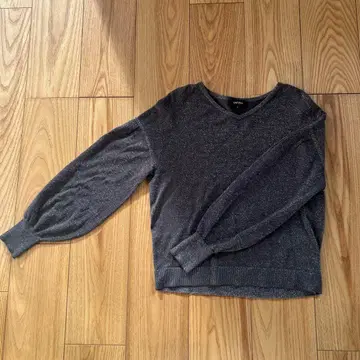 UNTITLED 그레이 V넥 벌룬 슬리브 라메조 그레이