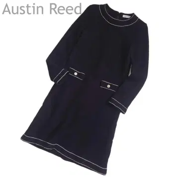 오스틴 리드 울 혼방 긴팔 무릎 기장 고급 원피스 블랙 비쥬 가을/겨울