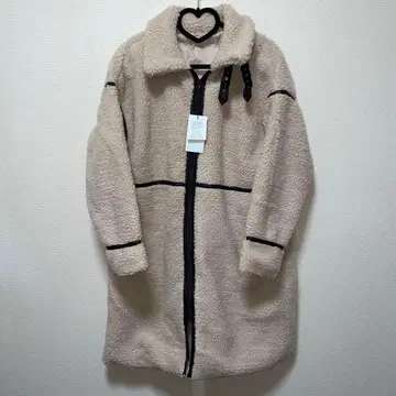 새상품 피프스 카렌 베이지 플리스 보아코트 루즈핏 롱 기장