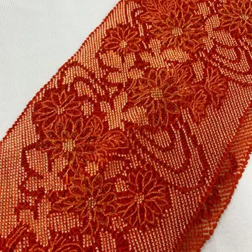 6687 빨간색 골드 라메 오비 장식 천 순수 실크  후리소데 꽃