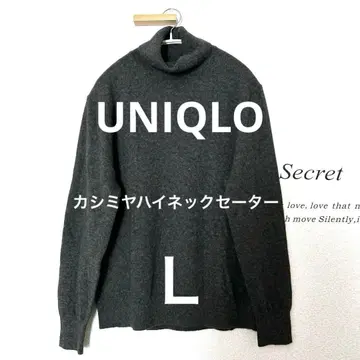 유니클로 캐시미어 100% 하이넥 스웨터 L 다크 그레이