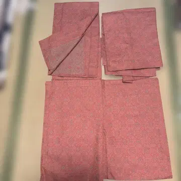 기모노 빨간색 무늬 면 원단 앙상블