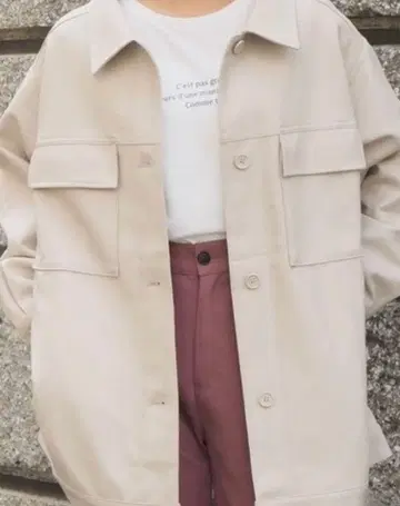 tiptop 인조 가죽 BIG 자켓 아이보리 (FREE)