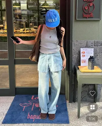 컷오프 랩스커트 & 와이드 데님 세트