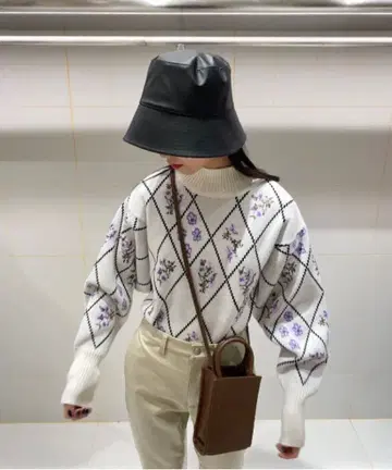 FURFUR 퍼플라워 그리드 스웨터