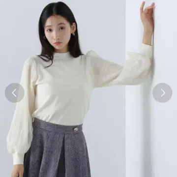 natural beauty basic 시어 소매 니트탑