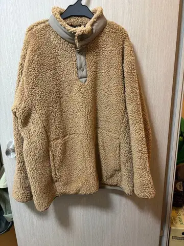 베이지 플리스 자켓 하프 지퍼