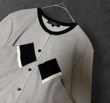 빅 사이즈! untitled 바이컬러/믹스 편물/가디건/사이즈 4