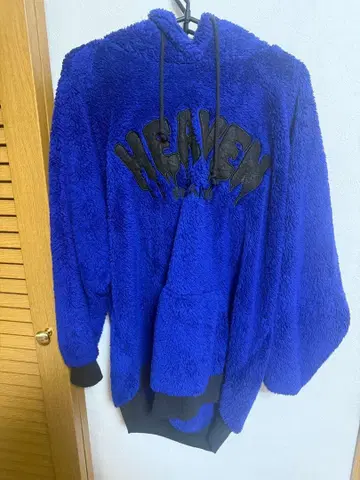 HEAVEN 자수 플리스 후드티 파랑