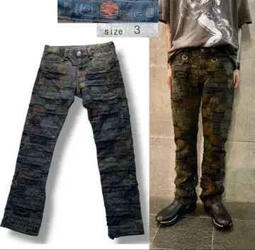 22AW 배색 절묘 명작 블랙미 덧댄 크러스트 데님 팬츠 3