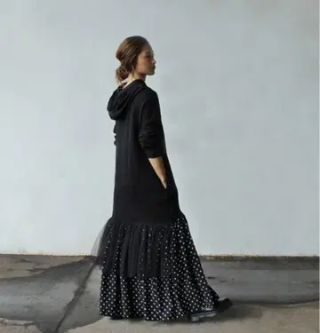 CANDAY 캔디 백 튤 후드티 원피스