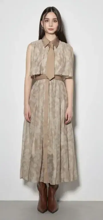 rienda 와이드 플리츠 넥타이 세트 원피스 새상품급