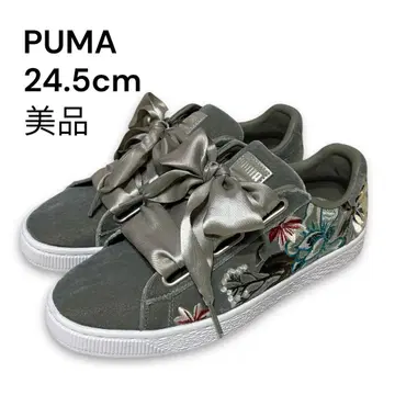 [ 새상품급 ] PUMA 벨벳 소재 x 자수 스니커즈 24.5cm