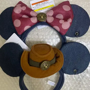 디즈니 미니 미키 데님 웨스턴 머리띠