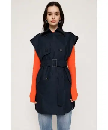 SLY 네이비 민소매 트렌치코트