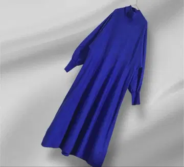 빅 사이즈 auger ROSE 돌먼 하이넥 니트 원피스 로얄 블루