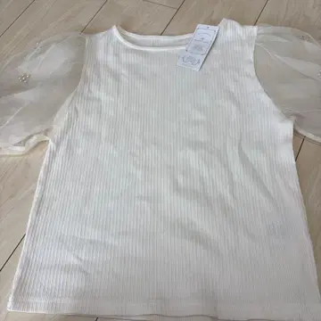 CITYHILL 반팔 리브 상의 M 화이트