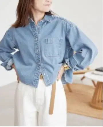 SLOBE IENA LE DENIM 크롭 셔츠