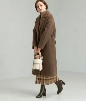 그린 레이블 울 코트 모카 브라운 36 M