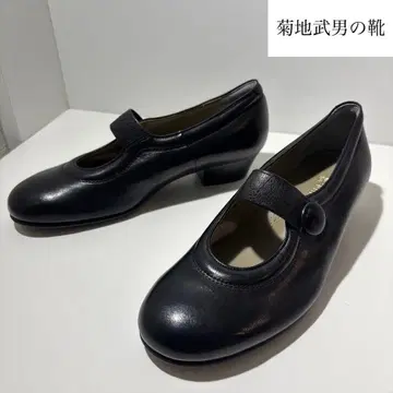 미사용급 (키쿠치 타케오)의 신발 펌프스 컴포트 3E 블랙 가죽 스트랩