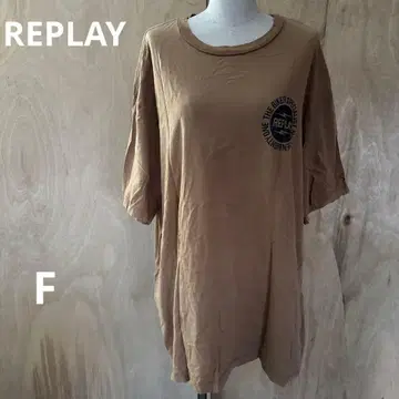 REPLAY 베이지 로고 루즈핏 티셔츠