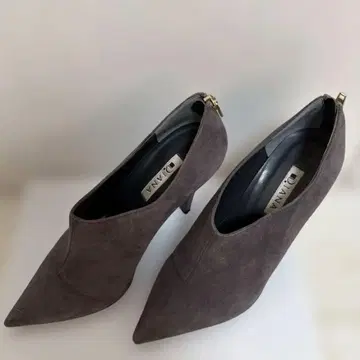 DIANA 그레이 실키 스틸레토 백 지퍼 스웨이드 부티 24cm