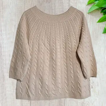 TALBOTS 케이블 니트 상의 L 베이지 7부 기장