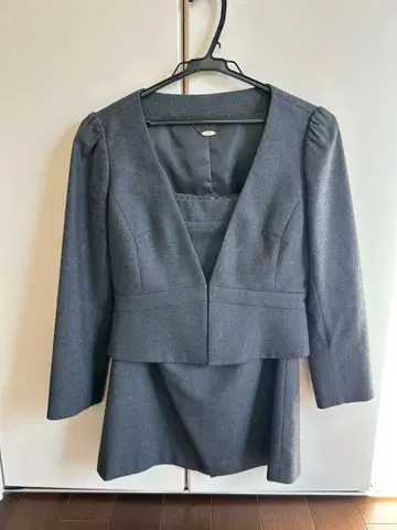 ef-de 에프데 스커트 수트 무릎 기장 그레이 울 겨울