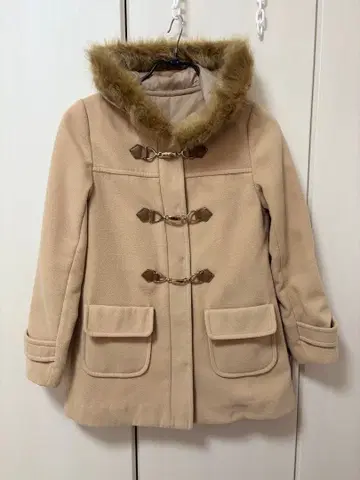 베이지 더플 코트 퍼 후드 LD prime