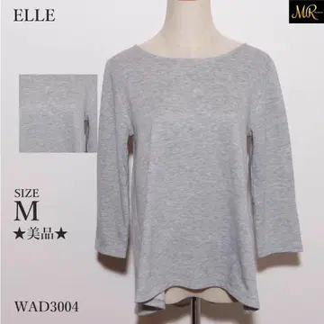 새상품급 ELLE 상의 티셔츠 7부 소매 무지 라운드넥 데일리