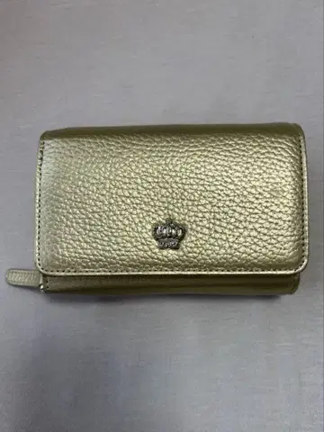 골드 가죽 접이식 지갑 크라운 모티브