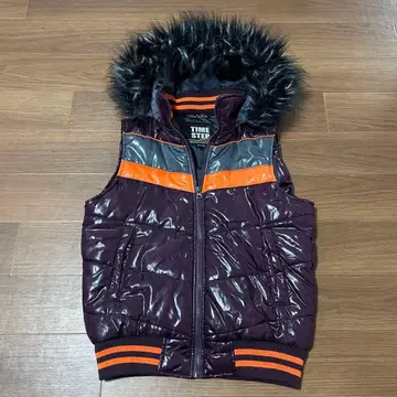 헤이세이 y2k 그런지 보라색 퍼 다운 베스트 M