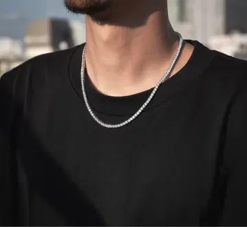 avalanche 테니스 디자인 실버 목걸이