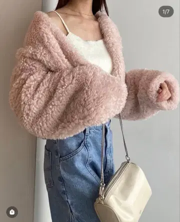 snidel 숏 보아 코트 (핑크)