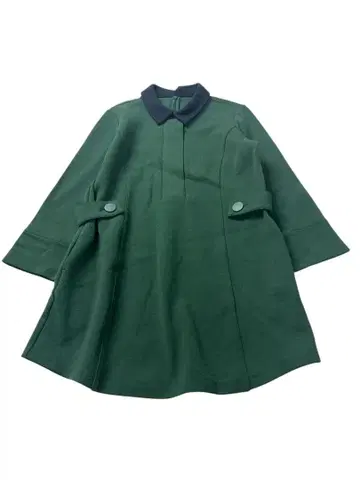 e357 DOCLASSE 그린 컬러 버튼이 달린 무릎 기장 원피스