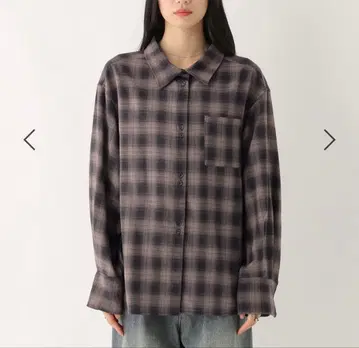 Heather 옴브레 체크 셔츠 그레이 브라운