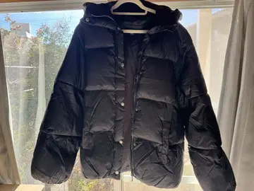 MN.L 블랙 다운 자켓 후드 부착