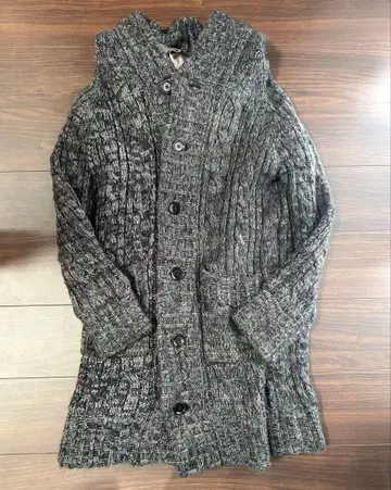 NO-ID 그레이 계열 케이블 니트 가디건